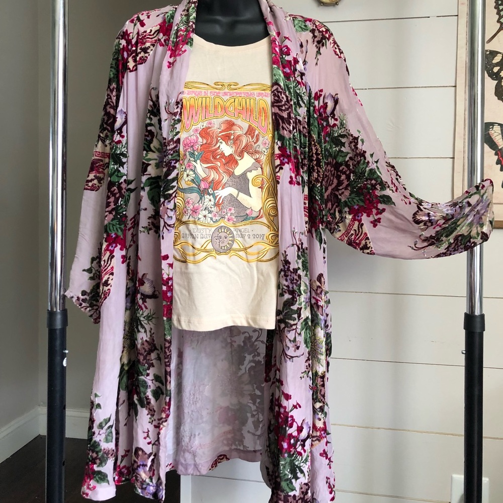Burnout Floral Velvet kimono, sz S